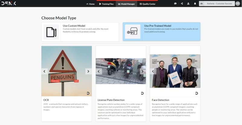 Technologieübersicht der vortrainierten Netze im DENK VISION AI Hub