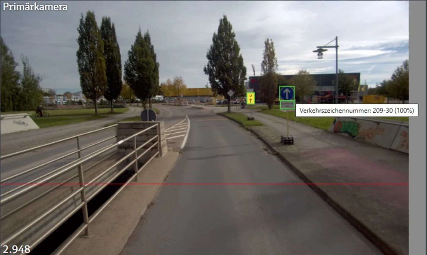 Image data from the road survey drive with a detected traffic sign